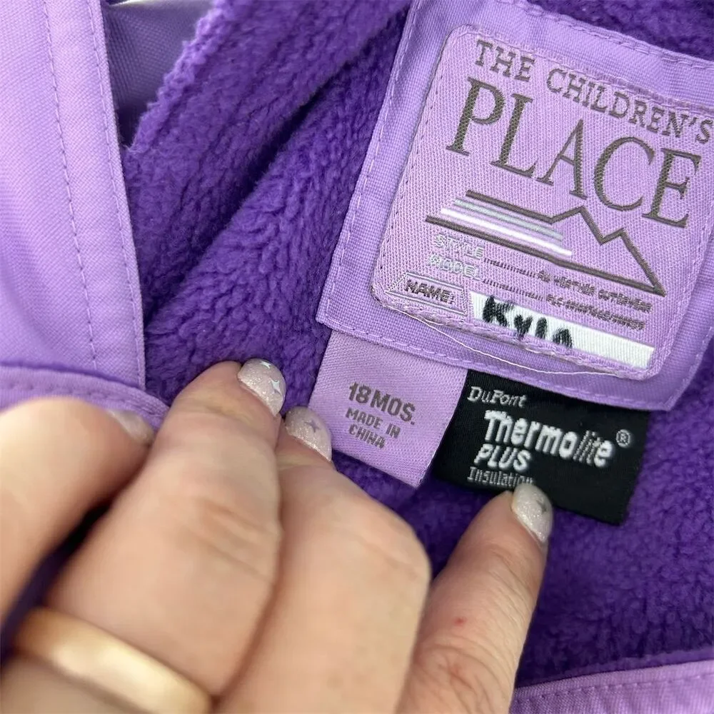 The Children's Place Purple Snow Bib Overalls - Size 18 Months Girls Winter